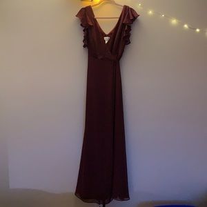 Wine chiffon bridesmaid dress